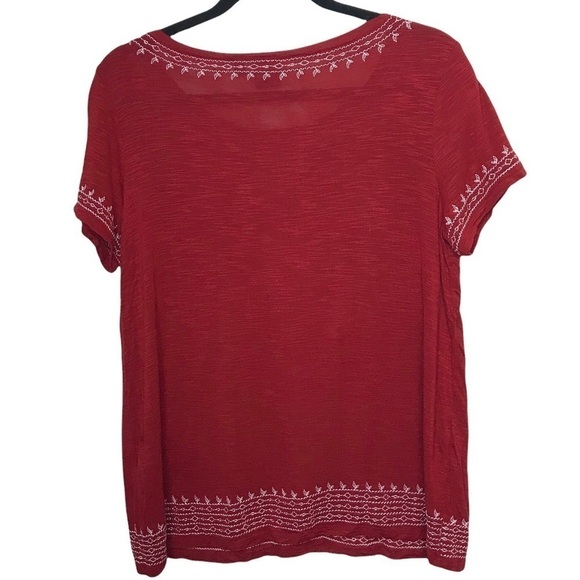 Rafaella Red Short Sleeve Embroidered Tee T Shirt - Picture 2 of 9